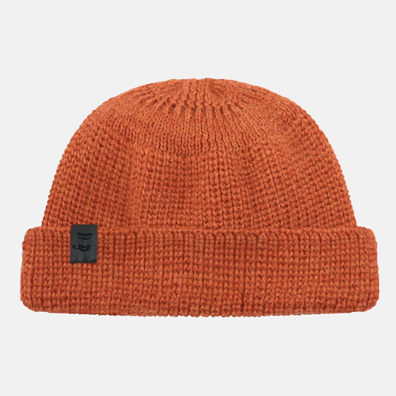 Hanseheld Strickmütze Seebär GOTS Dockermütze Seemannsmütze kurz und flach - Orange Meliert