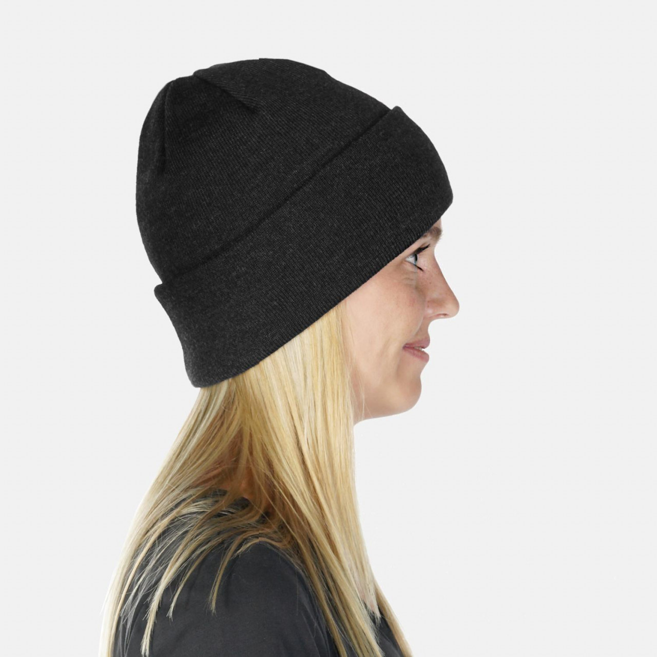 Strickmütze 100% Schurwolle Merino Hanseheld Feinstrickmütze - Anthrazit