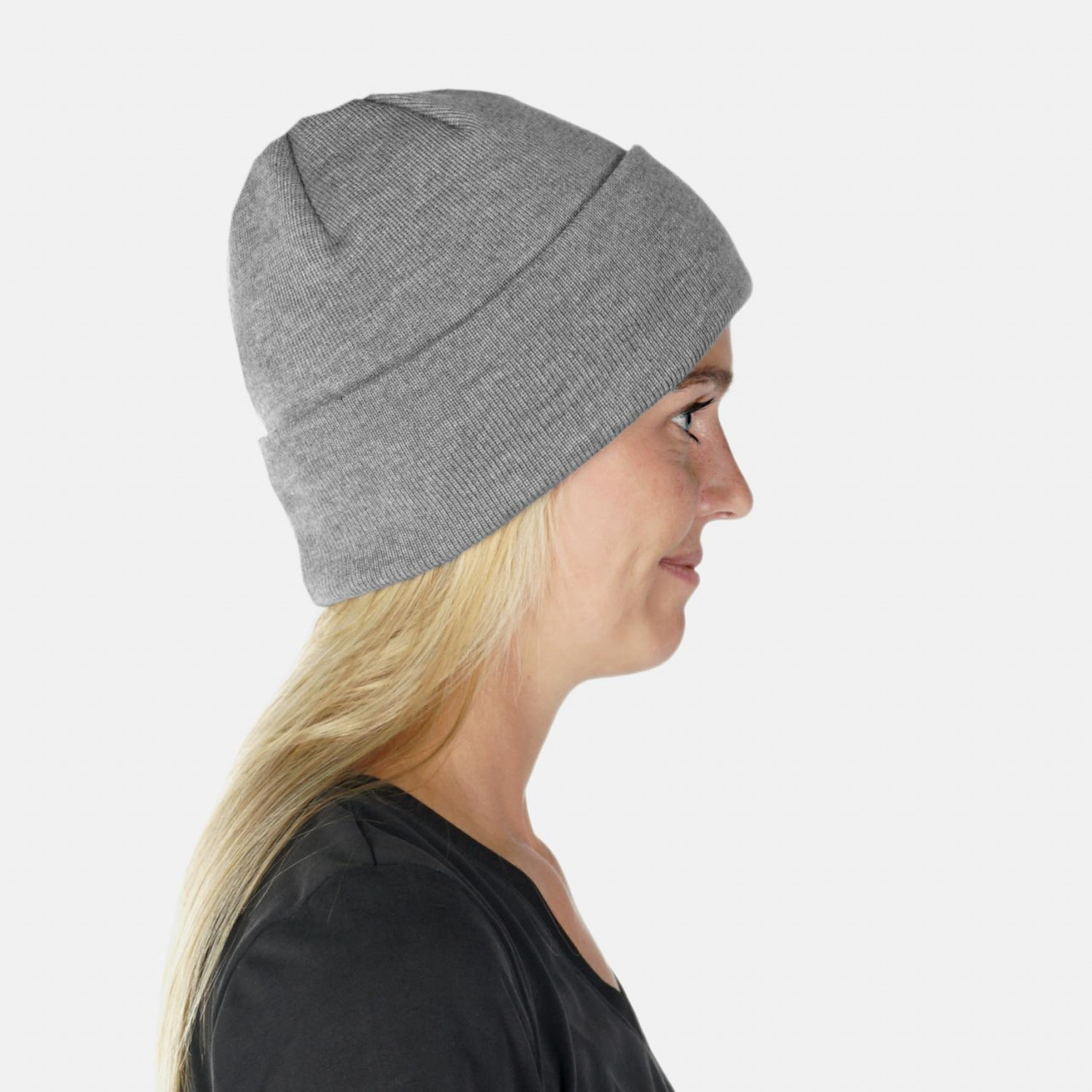 Strickmütze 100% Schurwolle Merino Hanseheld Feinstrickmütze - Grau