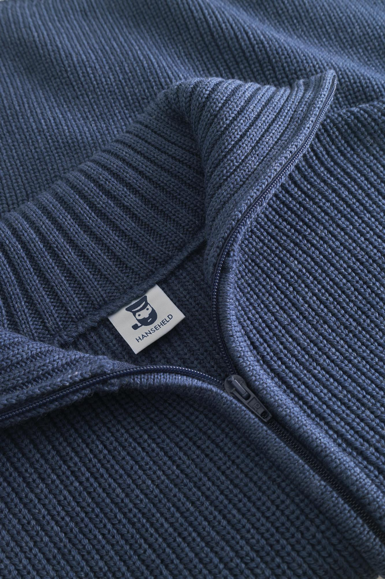 Damen Troyer Merino Jeans Blau GOTS