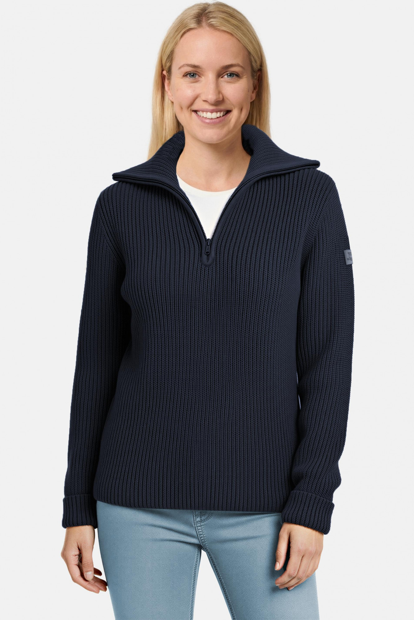 Damen Troyer Merino Blau GOTS