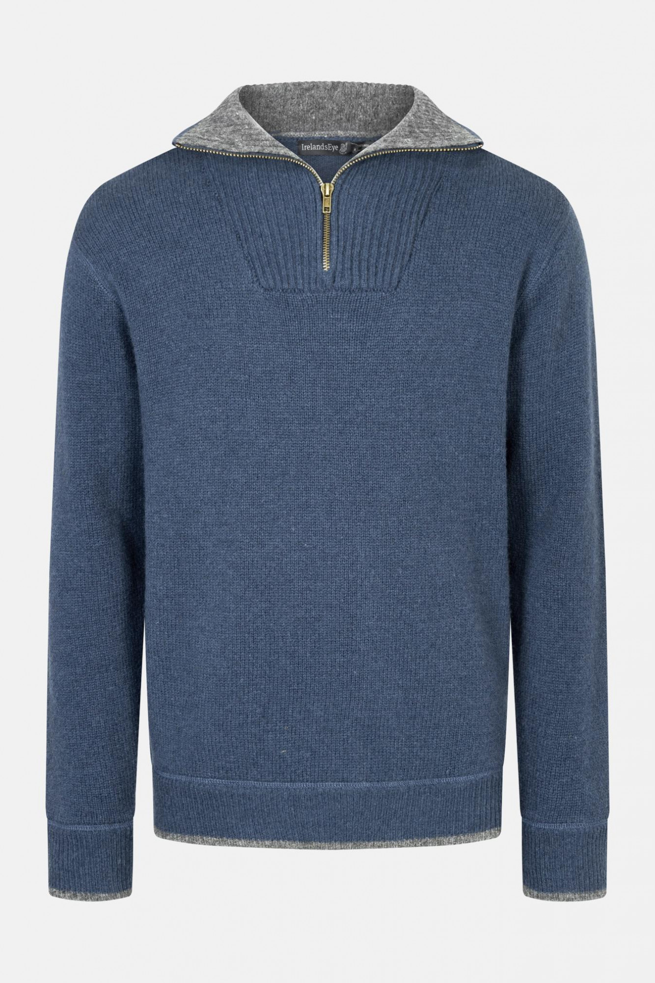 IrelandsEye Troyer Halfzip Blau Herren Pullover Jeans Blue Stone