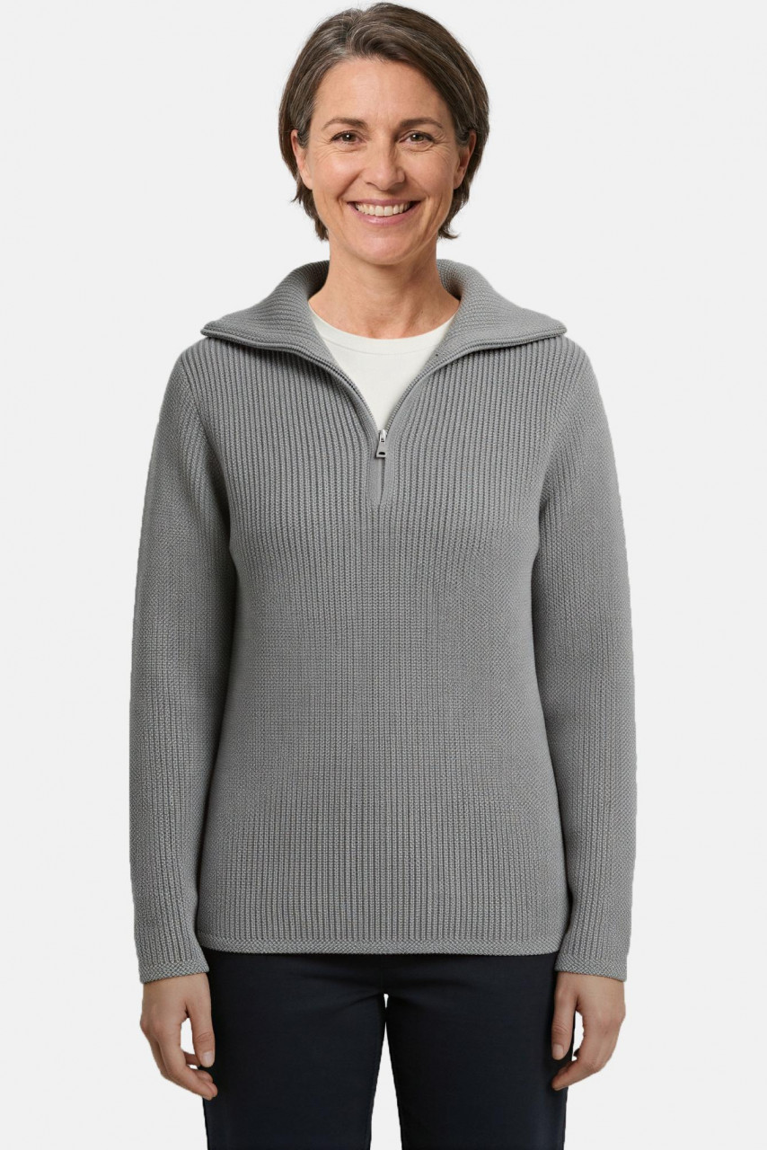 Damen Troyer Hanseheld Schurwolle Grau Meliert