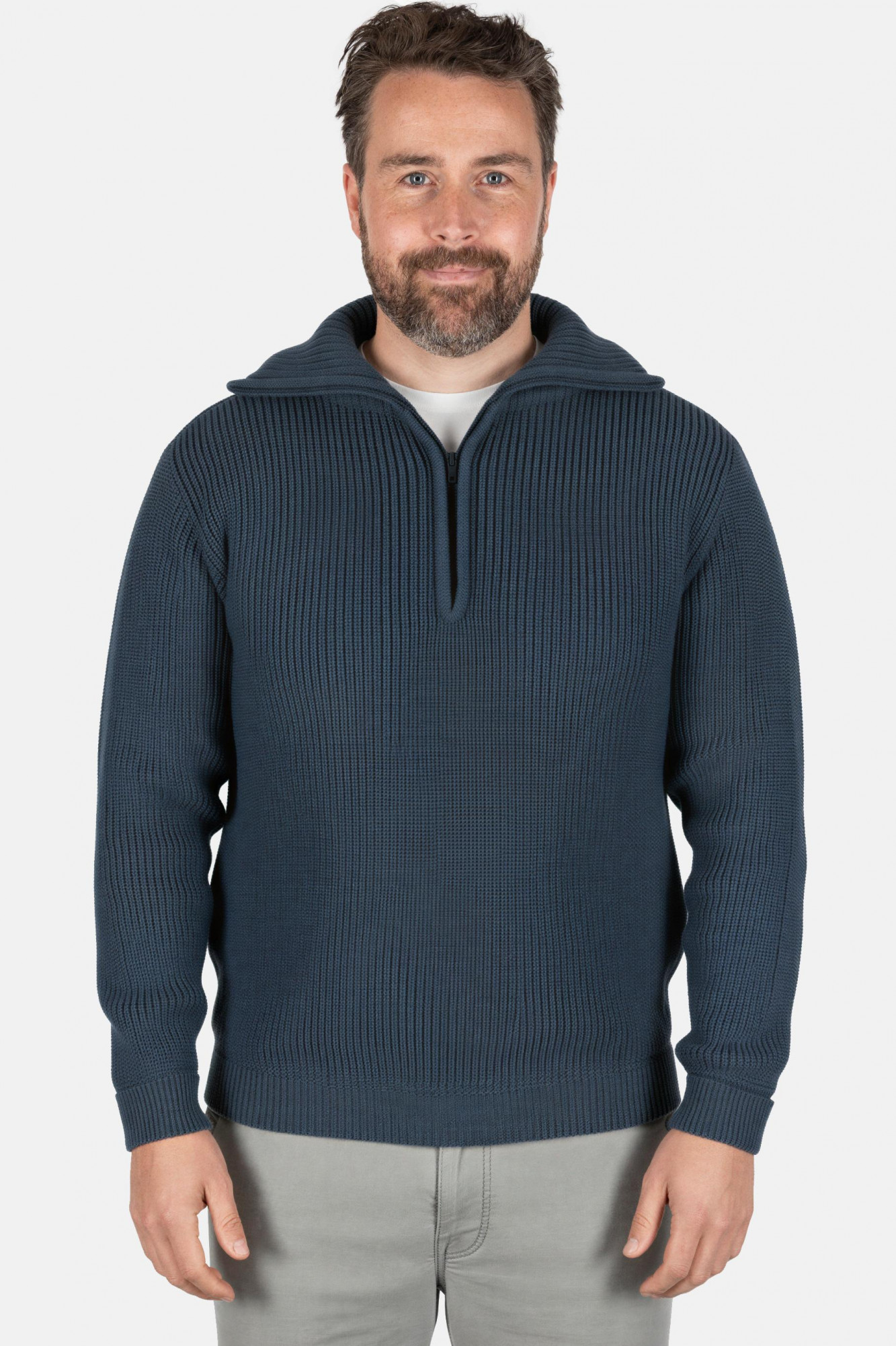 Troyer Merino Jeans Blau GOTS