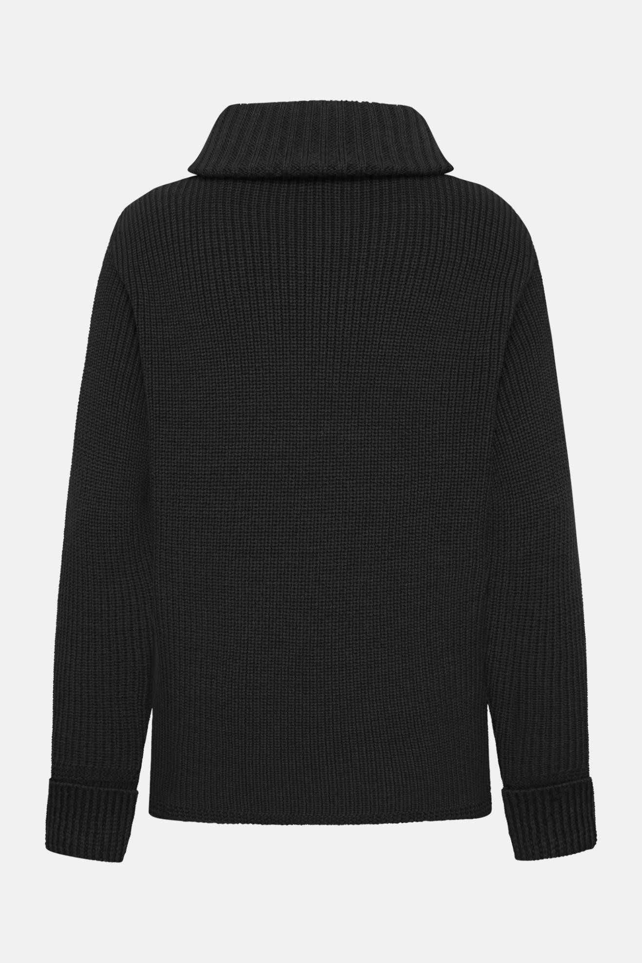 Damen Troyer Merino Wolle Schwarz GOTS