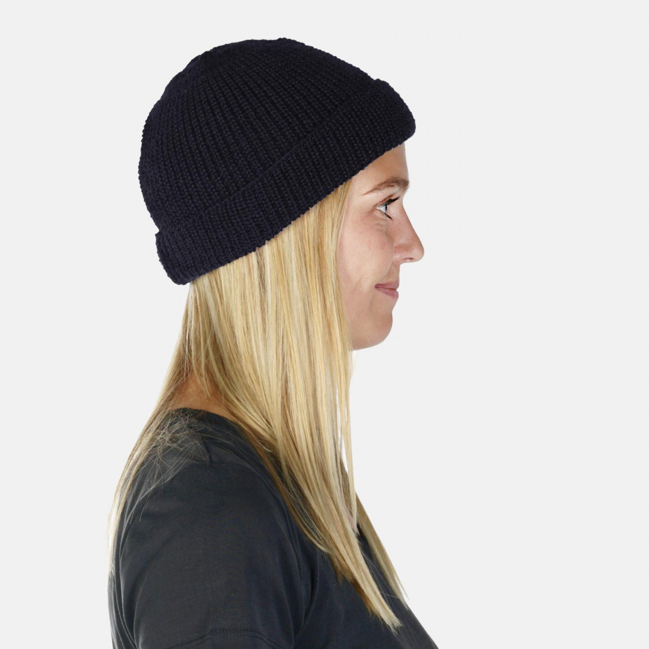 Hanseheld Strickmütze Seebär GOTS Dockermütze Seemannsmütze kurz und flach - Marine