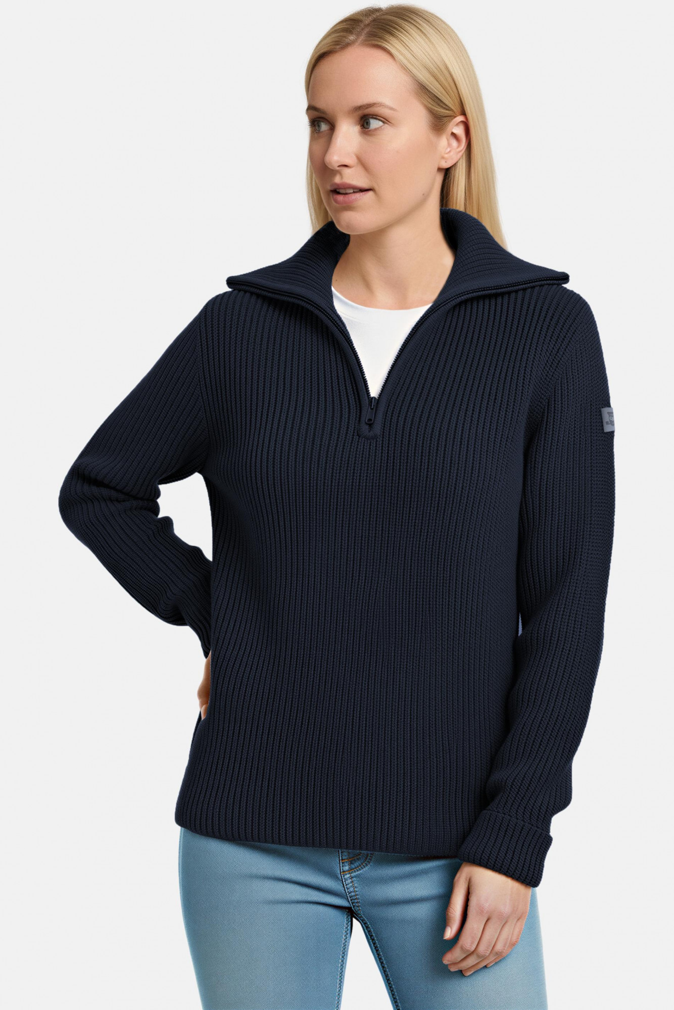 Damen Troyer Merino Blau GOTS