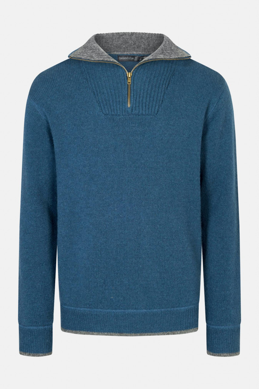 Irelands Eye Troyer Halfzip Blau Herren Pullover Lagoon