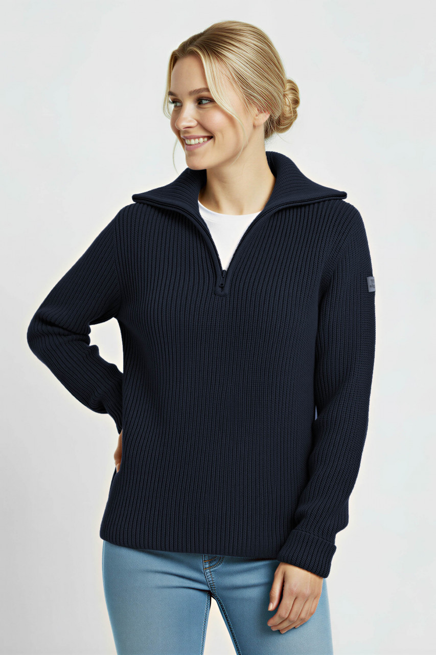 Damen Troyer Hanseheld Merino Blau GOTS Organic