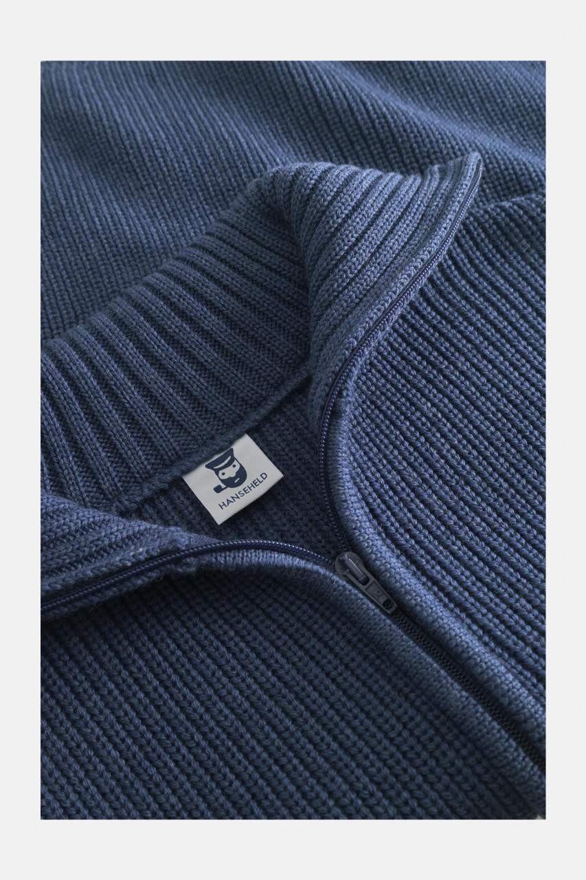 Troyer Hanseheld Merino Jeans Blau GOTS