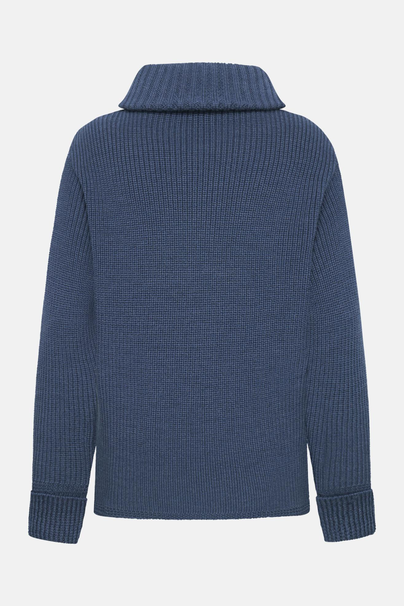 Damen Troyer Merino Jeans Blau GOTS