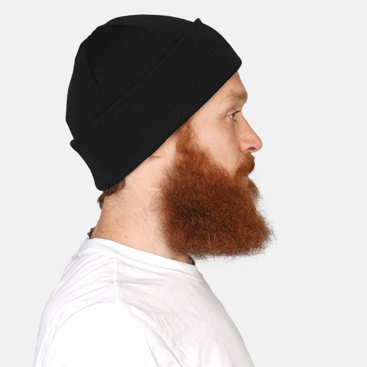 Strickmütze 100% Schurwolle Merino Hanseheld Feinstrickmütze - Schwarz