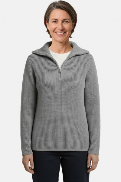 Damen Troyer Hanseheld Schurwolle Grau Meliert