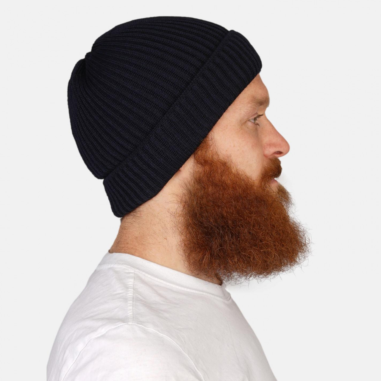 Strickmütze Rippstrick Hanseheld 100% Schurwolle (Merino) - Marine blau