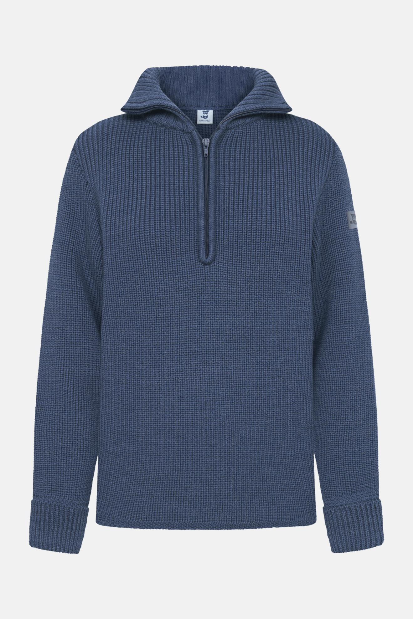 Damen Troyer Merino Jeans Blau GOTS