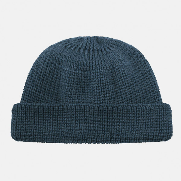 Hanseheld Strickmütze Seebär GOTS Dockermütze Seemannsmütze kurz und flach - Jeans-Blau Meliert