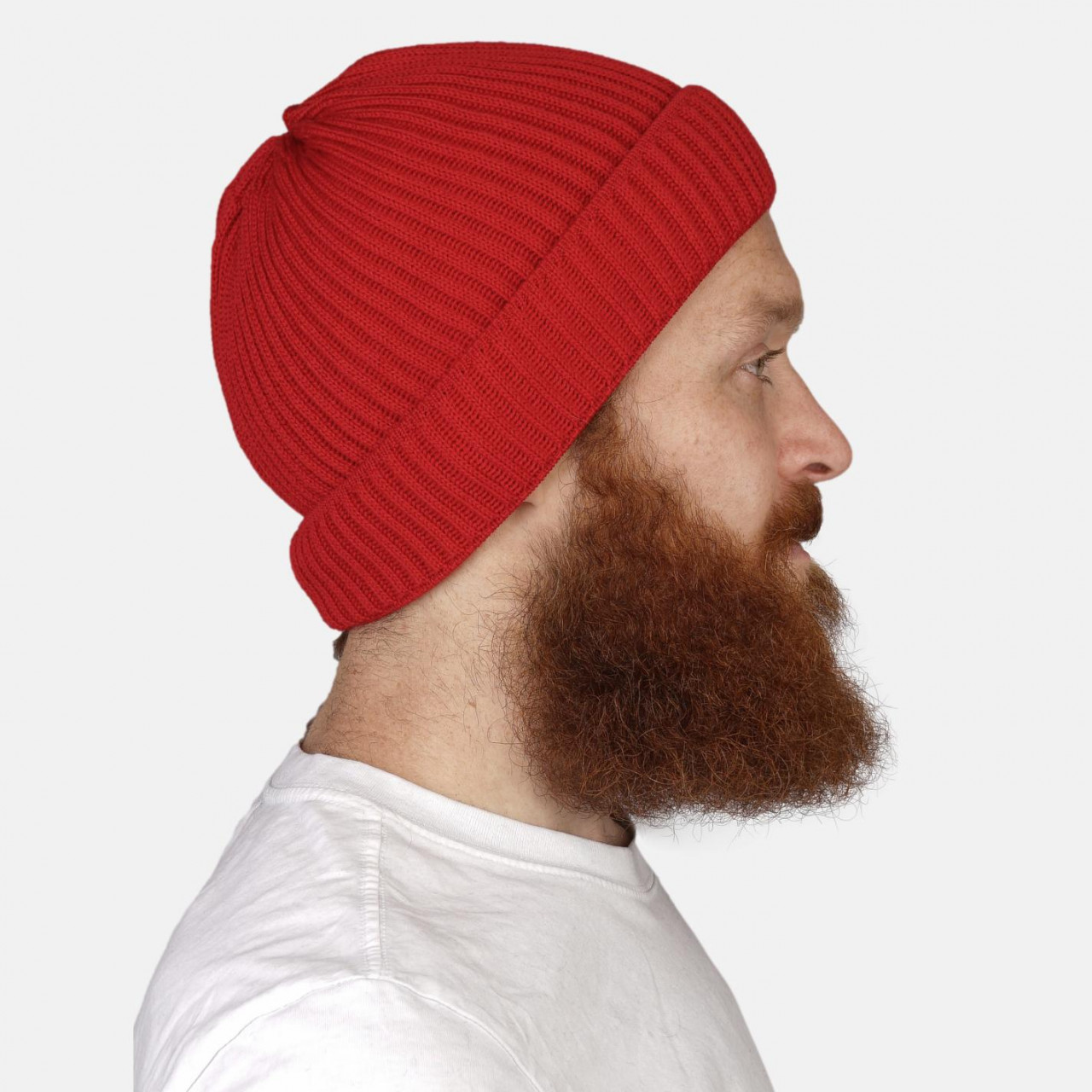 Strickmütze Rippstrick Hanseheld 100% Schurwolle (Merino) - Rot