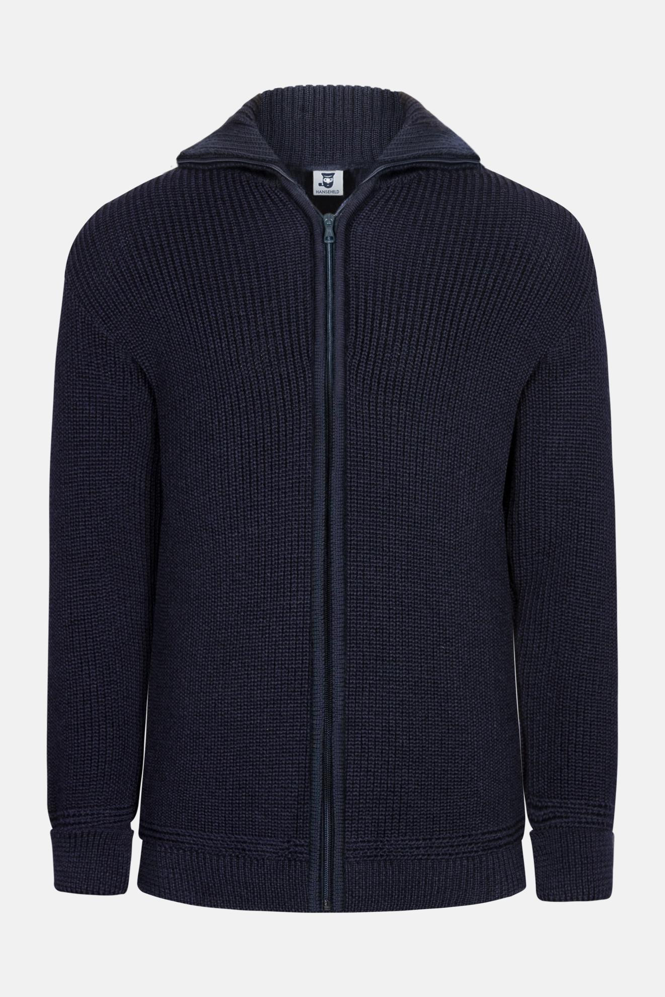 Troyer Strickjacke Hanseheld Wolle Herren Blau